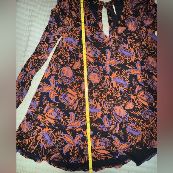 Free People Hello Lover Tunic Top In Noir Combo Size S Puff Sleeve Floral Dress - Picture 8 of 15